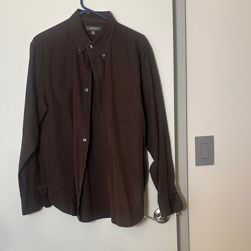 CROCS Men's Dark Brown Button-Down Dress Shirt